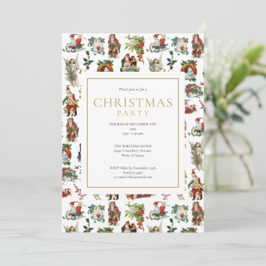 ヴィンテージレトロクリスマスホリデーパーティー 招待状 (スタンド正面)