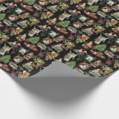 ヴィンテージレトロクリスマスホリデーフェスティバルパターン ラッピングペーパー (角)