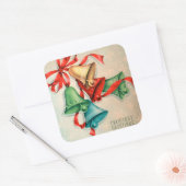 ヴィンテージレトロクリスマスホリデーベルシール スクエアシール (封筒)