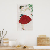 ヴィンテージレトロクリスマスホリデーレディーポスター ポスター (キッチン)