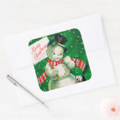 ヴィンテージレトロクリスマスホリデー雪だるまシール スクエアシール (封筒)