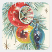 ヴィンテージレトロクリスマスホリデー電球シール スクエアシール (正面)