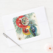 ヴィンテージレトロクリスマスホリデー電球シール スクエアシール (封筒)