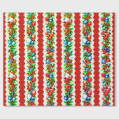 ヴィンテージレトロクリスマスボーブルガーランドストライプホテル ラッピングペーパー (フラット)