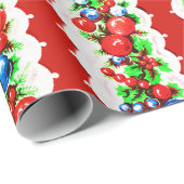 ヴィンテージレトロクリスマスボーブルガーランドストライプホテル ラッピングペーパー (ロールコーナー)