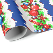 ヴィンテージレトロクリスマスボーブルガーランドストライプホテル ラッピングペーパー (ロールコーナー)