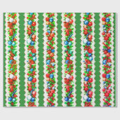 ヴィンテージレトロクリスマスボーブルガーランドストライプホテル ラッピングペーパー (フラット)