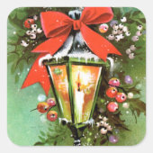 ヴィンテージレトロクリスマスランプホリデーシール スクエアシール (正面)