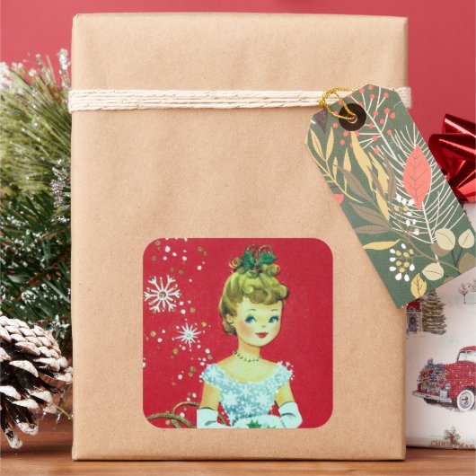 ヴィンテージレトロクリスマスレディーホリデーシール スクエアシール (クリスマス)