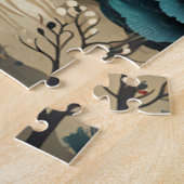 ヴィンテージレトロクリスマスヴィレッジパインツリーズスノー ジグソーパズル (側面)