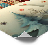 ヴィンテージレトロクリスマスヴィレッジパインツリーズスノー ポスター (角)