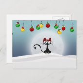 ヴィンテージレトロクリスマス猫はがき シーズンポストカード (正面/裏面)