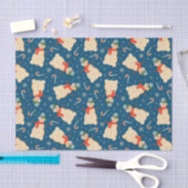 ヴィンテージレトロクリスマス雪だるまとキャンディーケーン 薄葉紙 (クラフト)