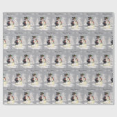 ヴィンテージレトロクリスマス雪だるま冬のシーン ラッピングペーパー (フラット)