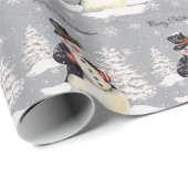 ヴィンテージレトロクリスマス雪だるま冬のシーン ラッピングペーパー (ロールコーナー)