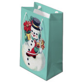 ヴィンテージレトロクリスマス雪だるま スモールペーパーバッグ (裏面アングル)