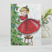 ヴィンテージレトロクリスマス飾女性の木 シーズンカード (スタンド正面)