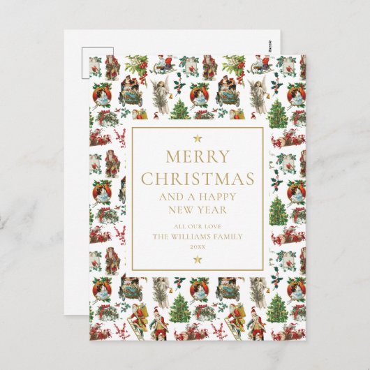 ヴィンテージレトロクリスマス シーズンポストカード (正面/裏面)