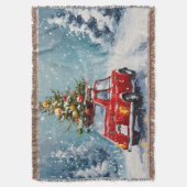 ヴィンテージレトロクリスマス | ノスタルジックホリデーデコール スローブランケット (正面縦)