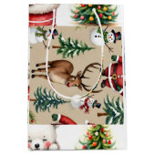 ヴィンテージレトロクリスマス ミディアムペーパーバッグ (正面)