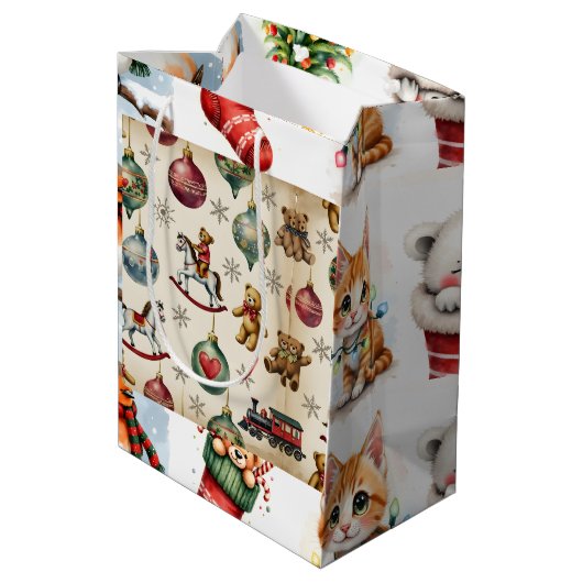 ヴィンテージレトロクリスマス ミディアムペーパーバッグ (裏面アングル)