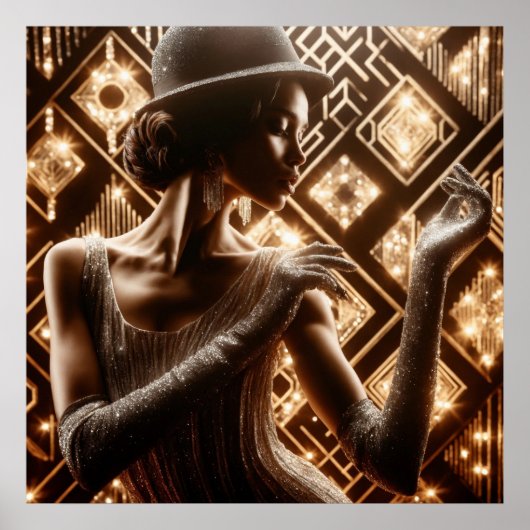 ヴィンテージレトログラマジャズ女性 ポスター (正面)