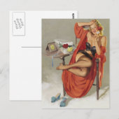 ヴィンテージレトログラマーピンアップガール ポストカード (正面/裏面)