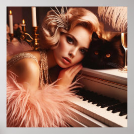 ヴィンテージレトログラマー・アート・デコ・ウーマン ポスター