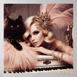 ヴィンテージレトログラマー・アート・デコ・ウーマン ポスター