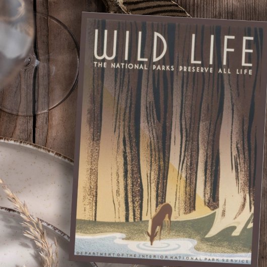 ヴィンテージレトログランドワイルドライフナショナルパーク ポストカード