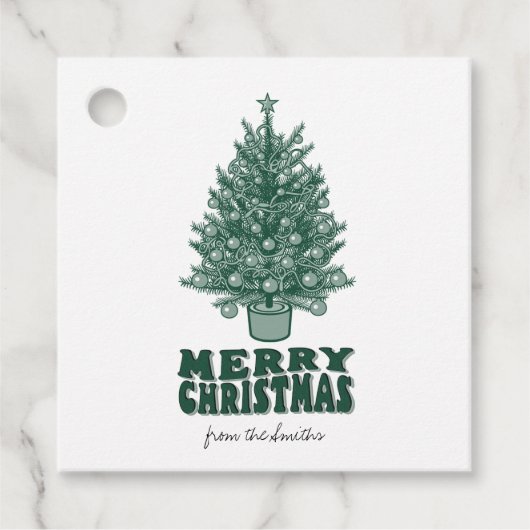 ヴィンテージレトログリーンメリークリスマス フェイバータグ (正面)
