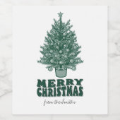 ヴィンテージレトログリーンメリークリスマス ワインラベル (シングルラベル)