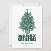 ヴィンテージレトログリーンリーメリークリスマスノンフォト シーズンカード (正面)