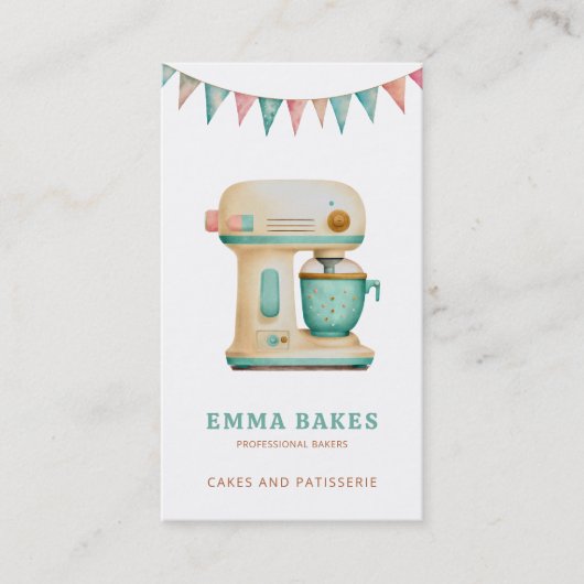 ヴィンテージレトロケーキミキサーベーカリーパストリーシェフ 名刺 (正面)