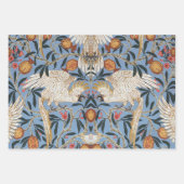 ヴィンテージレトロコッカトゥー及びザクロ模様 ラッピングペーパーシート (正面)