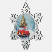 ヴィンテージレトロコージークリスマス スノーフレークピューターオーナメント (右)