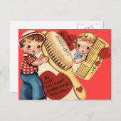 ヴィンテージレトロコーム&ブラシバレンタインカード シーズンポストカード (正面/裏面)