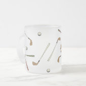 ヴィンテージレトロゴルフクラブボールパターン フロストグラスマグカップ (正面左)