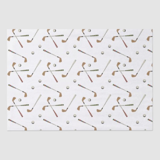 ヴィンテージレトロゴルフクラブボールパターン 薄葉紙 (正面)