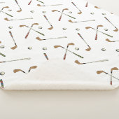 ヴィンテージレトロゴルフゴルファーのクラブボールパターンホワイト シェルパブランケット (3/4)