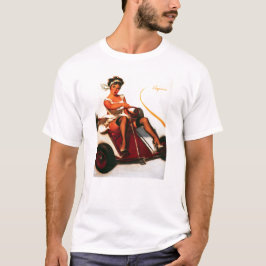 ヴィンテージレトロゴーカートピンアップガール Tシャツ