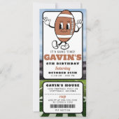 ヴィンテージレトロサッカーチケットスポーツバースデーパーティー 招待状 (正面)