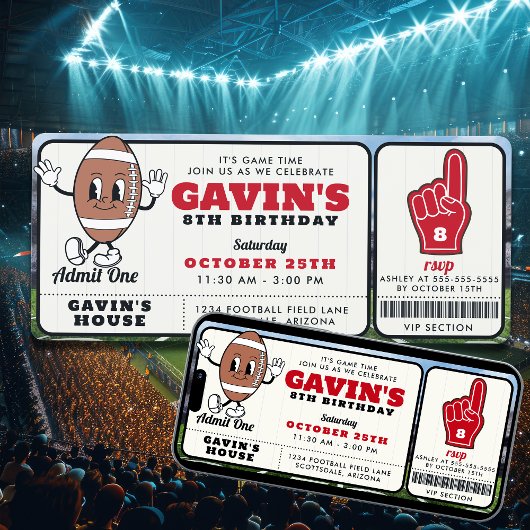 ヴィンテージレトロサッカーチケットスポーツバースデーパーティー 招待状