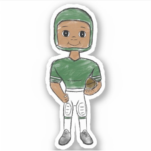 ヴィンテージレトロサッカープレーヤーグリーンシンプルホワイト シール (正面)