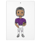 ヴィンテージレトロサッカープレーヤーパープルブラックシンプル クリップボード (裏面)