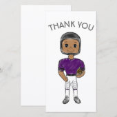 ヴィンテージレトロサッカープレーヤーパープルブラックシンプル サンキューカード (正面/裏面)