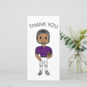 ヴィンテージレトロサッカープレーヤーパープルブラックシンプル サンキューカード (スタンド正面)
