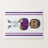 ヴィンテージレトロサッカープレーヤーパープルブラックシンプル ジグソーパズル (横)