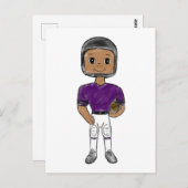 ヴィンテージレトロサッカープレーヤーパープルブラックシンプル ポストカード (正面/裏面)