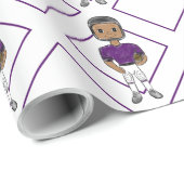 ヴィンテージレトロサッカープレーヤーパープルブラックシンプル ラッピングペーパー (ロールコーナー)